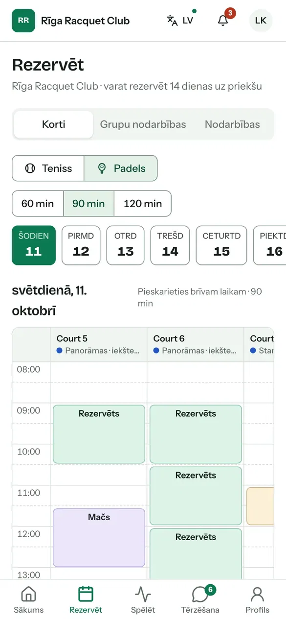 Padela korta rezervēšana tālrunī