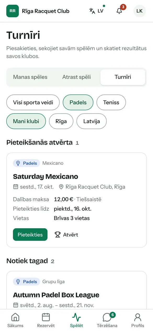Turnīri, kuros var pieteikties