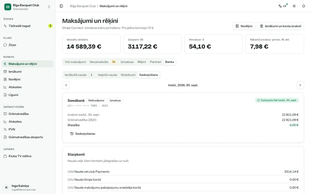 Bankas darījumu un uzskaites ierakstu salīdzināšanas pārskats